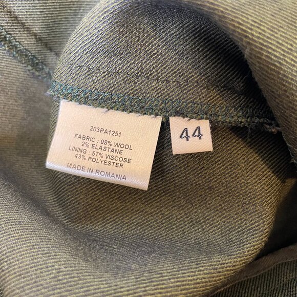 Alexandre Vauthier Pants Trousers Olive Green Wool Stretch Designer Size EU 44 - Picture 14 of 15